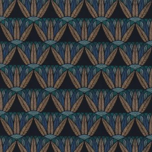 Casamance|Ägyptische Lotustapete blau|Hochwertige