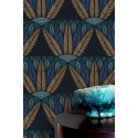 Casamance|Papel pintado flor de loto egipcia negro multicolor|Papel Pintado