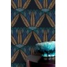 Casamance|Papier peint fleur de lotus égyptienne noir multicolore|Papier Peint
