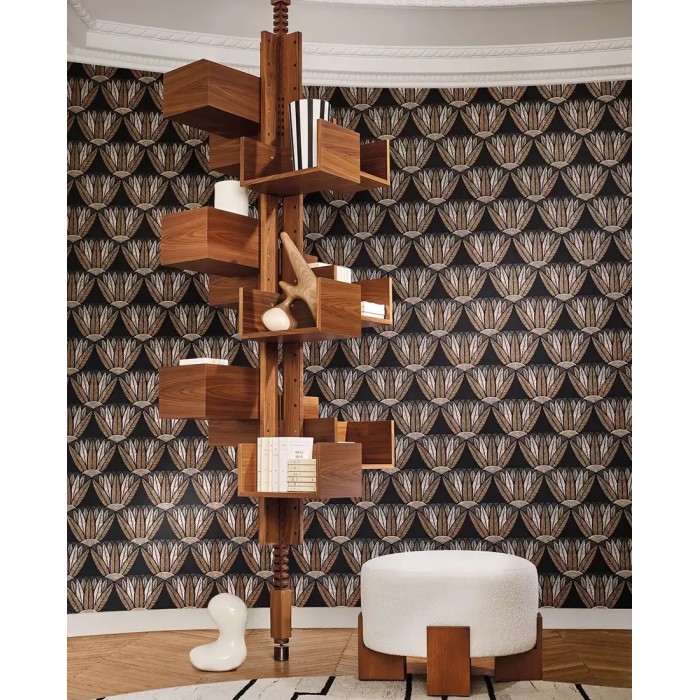 Casamance|Ägyptische Lotustapete schwarz-gold|Hochwertige