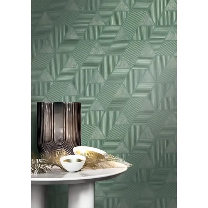 Papel pintado mosaico geométrico verde y dorado - Casamance Bord du Nil 76172446