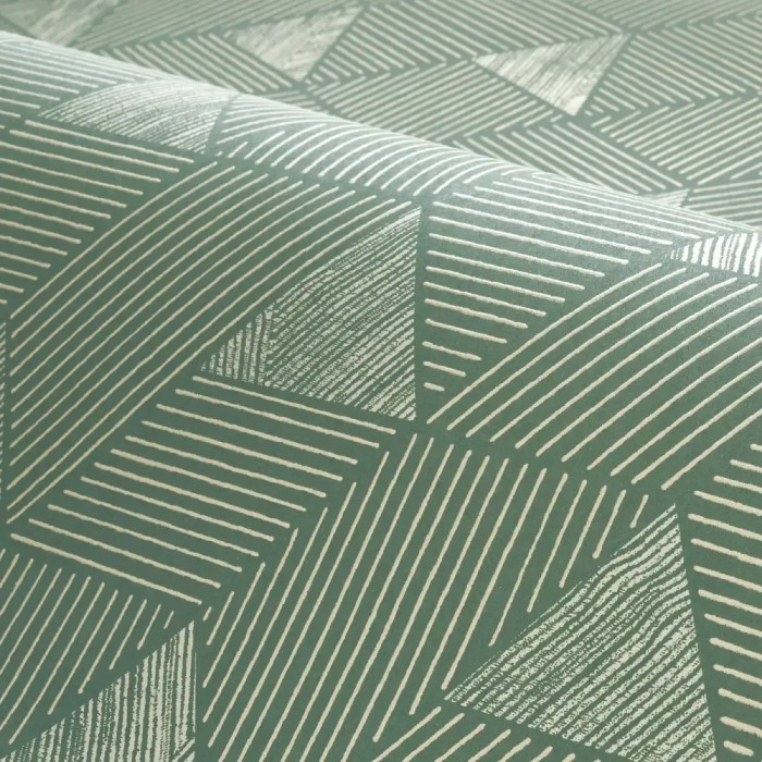 Papel pintado mosaico geométrico verde y dorado - Casamance Bord du Nil 76172446