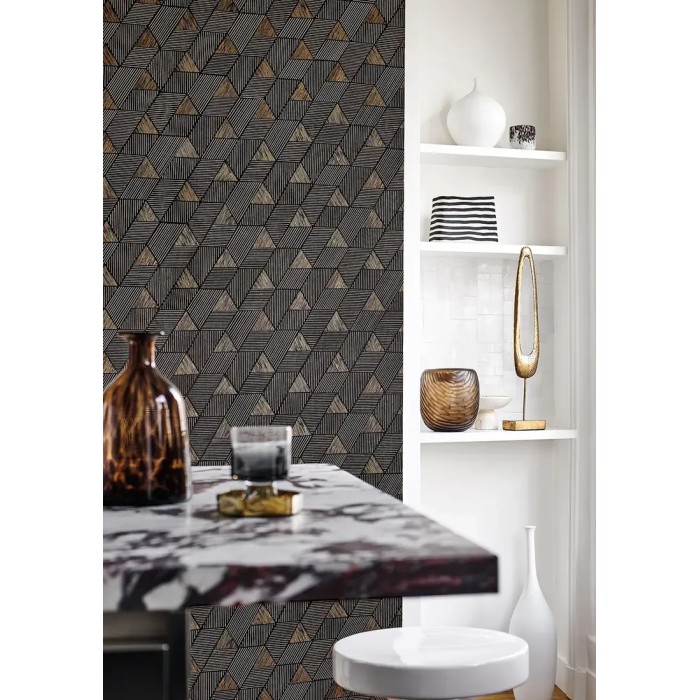 Casamance|Wallpaper geometric mosaic black and gold|High-End