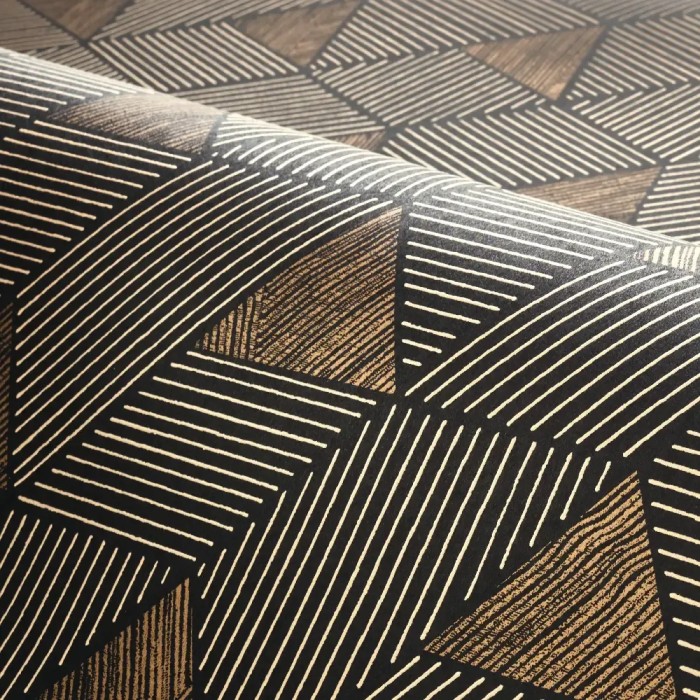 Casamance|Wallpaper geometric mosaic black and gold|High-End