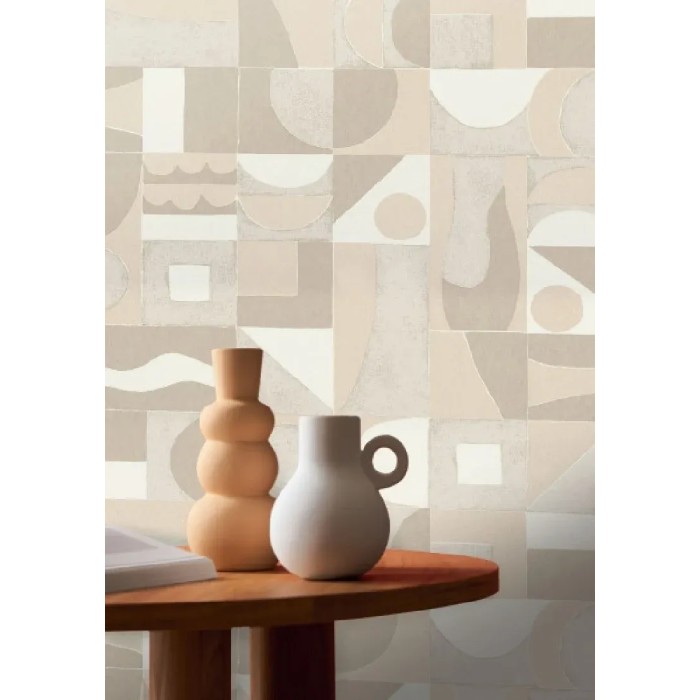 Casamance|Papel pintado geométrico moderno beige|Alta Gama