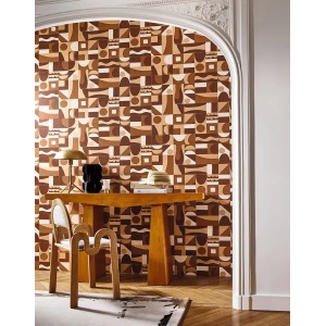 Casamance|Wallpaper geometric composition light brown|Abstract 2