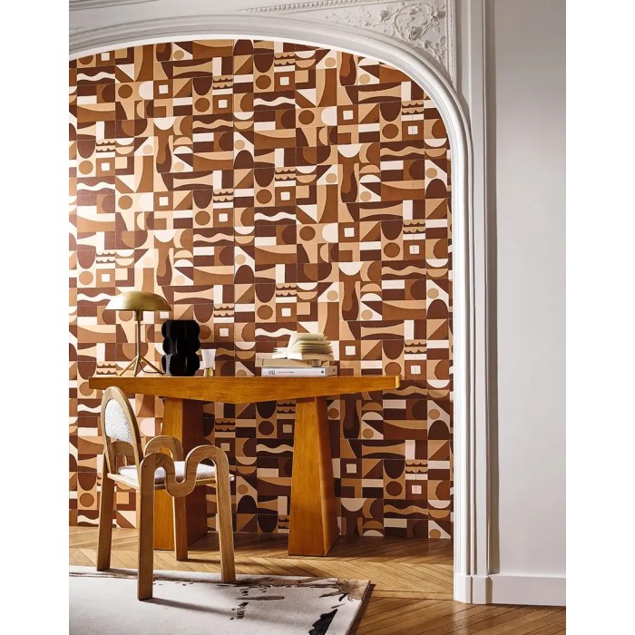 Casamance|Geometrische Tapete braun modern|Hochwertige