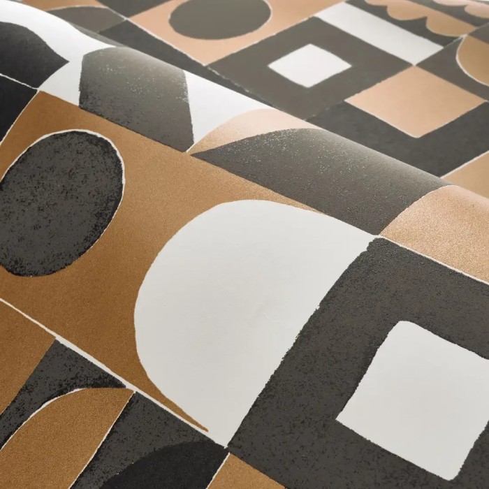 Papel pintado moderno figuras geométricas marrón y negro - Casamance Bord du Nil 76183058