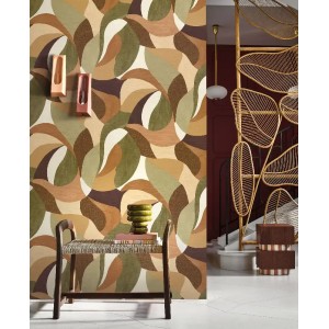 Papeldecor|Ornamental wallpaper with red and gold metallic texture|Wallpaper 2