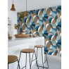 Casamance|Papier peint peinture abstraite bleu|Haut Gamme