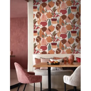 Casamance|Papel pintado estilo provenzal vasijas barro marrón|Rústico 2