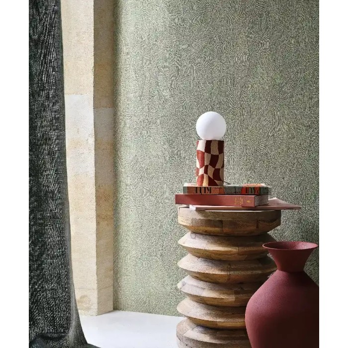 Casamance|Papel pintado moderno patrón ondulado verde|Papel Pintado