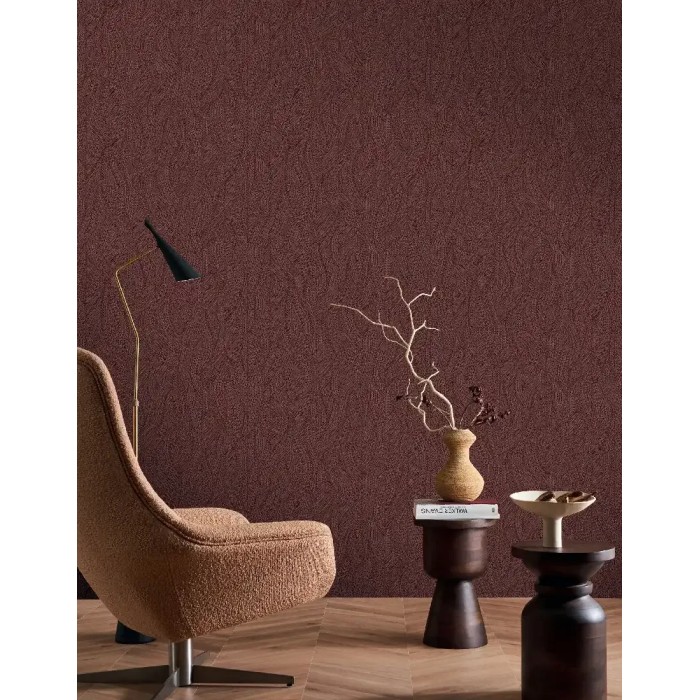 Casamance|Gewebte Wellen Tapete braun-violett|Hochwertige