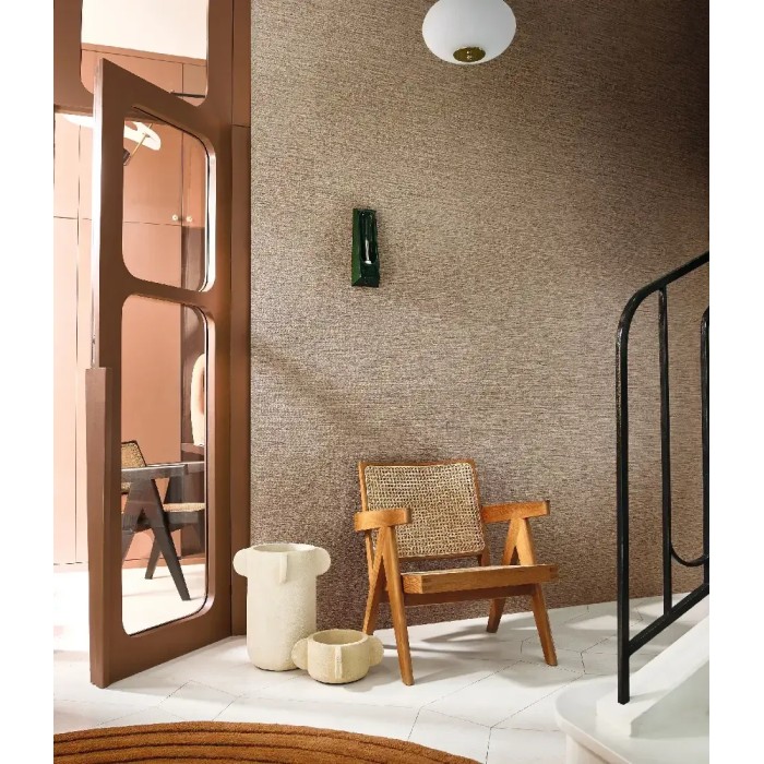 Casamance|Papier peint soie sauvage brun et gris|Imitation Tissu