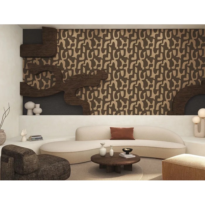 Casamance|Wallpaper linen green ethnic design|High-End