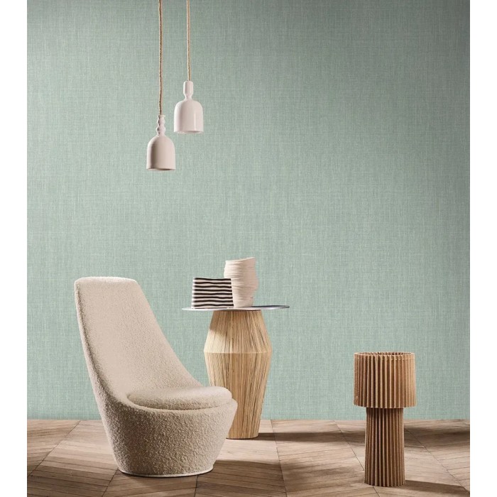 Casamance|Leinentapete grün uni dekorativ|Textilimitation