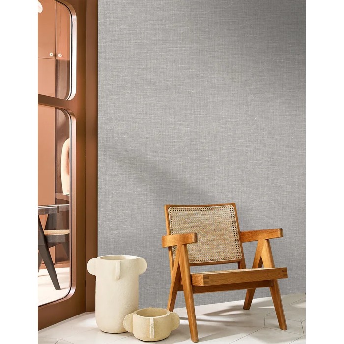 Casamance|Papier peint lin gris perle|Imitation Tissu
