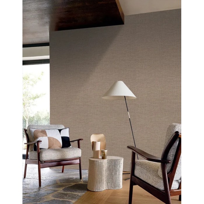 Casamance|Papier peint lin brun taupe|Imitation Tissu