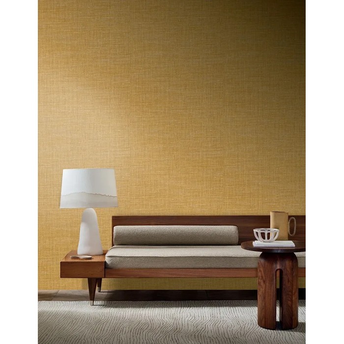 Casamance|Papel pintado lino amarillo mostaza|Imitacion Tela