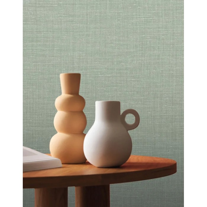 Casamance|Leinentapete kreidegrün|Textilimitation