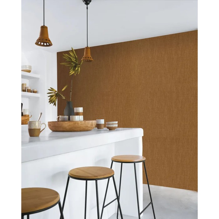 Casamance|Papel pintado lino marrón natural|Imitacion Tela