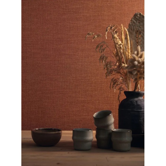 Casamance|Leinentapete kesselbraun|Textilimitation