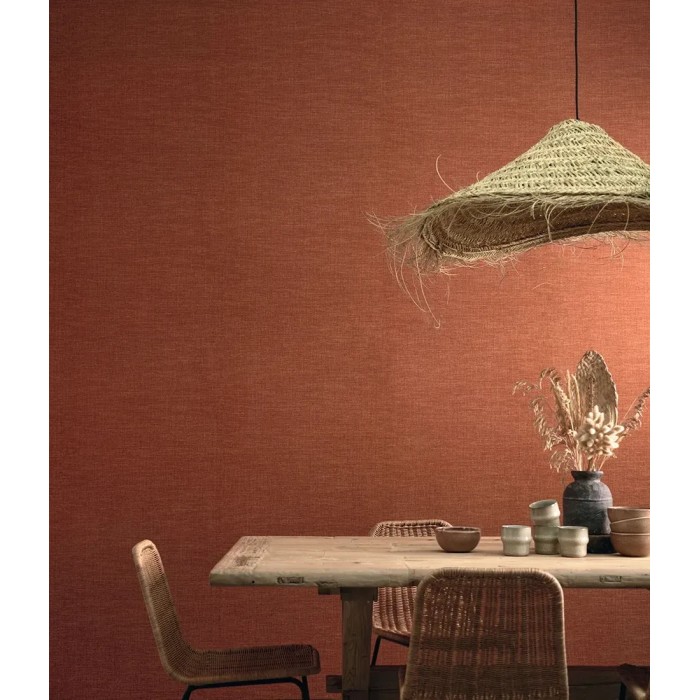 Casamance|Papier peint lin brun chaudron|Imitation Tissu