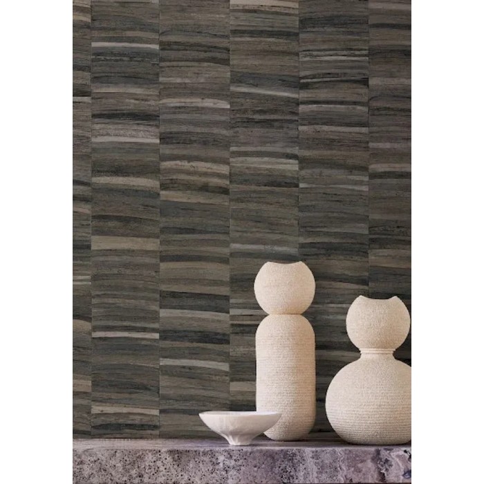 Casamance|Papel pintado fibra natural rayada antracita|Papel Pintado