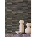 Casamance|Papier peint fibre naturelle rayée anthracite|Papier Peint