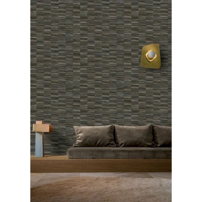 Casamance|Naturfaser Tapete gestreift anthrazit|Tapeten