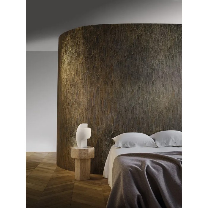 Casamance|Mosaik Tapete Eukalyptusblätter grau-gold|Hochwertige