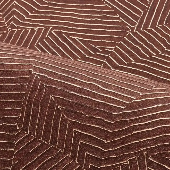 Casamance|Papier peint moderne feuilles rouges et dorées avec nervures|Haut Gamme