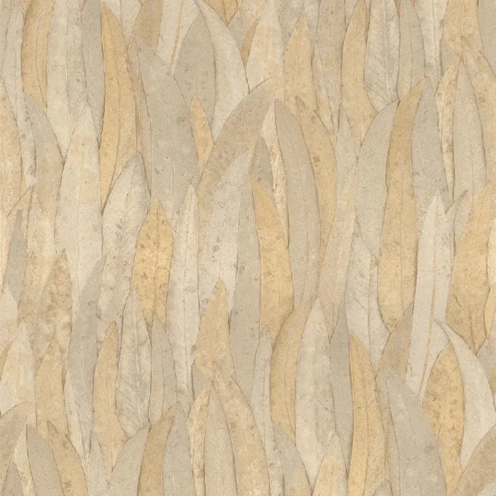 Casamance|Papel pintado eucalipto beige con diseño otoñal|Alta Gama