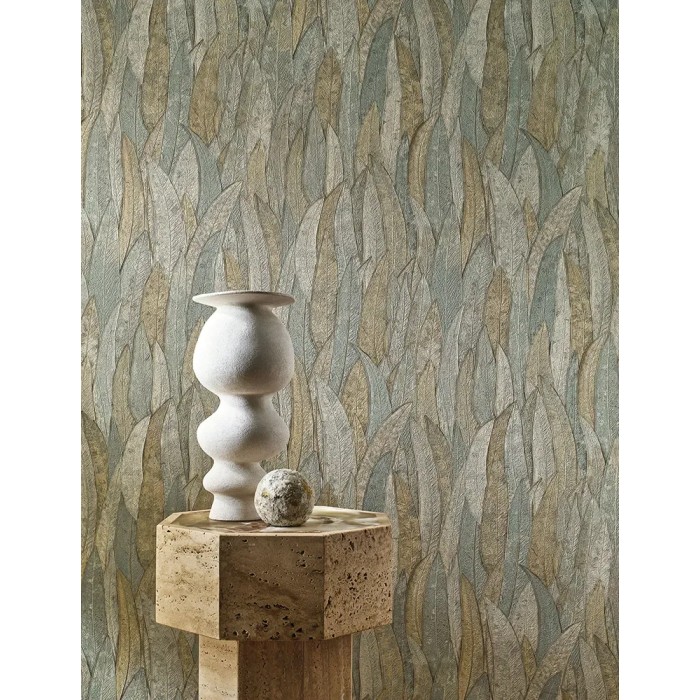 Casamance|Papier peint eucalyptus vert avec mosaïque contemporaine|Haut Gamme