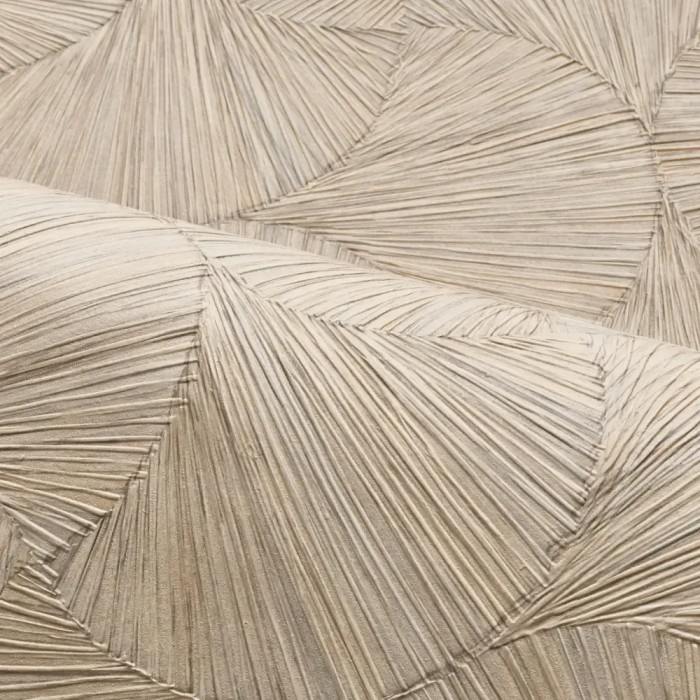 Casamance|Papier peint tropical beige et gris avec feuilles de Ginkgo|Oriental