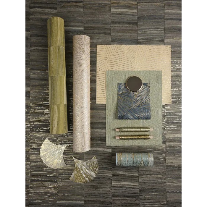 Casamance|Papier peint feuilles de Ginkgo beige et doré|Haut Gamme