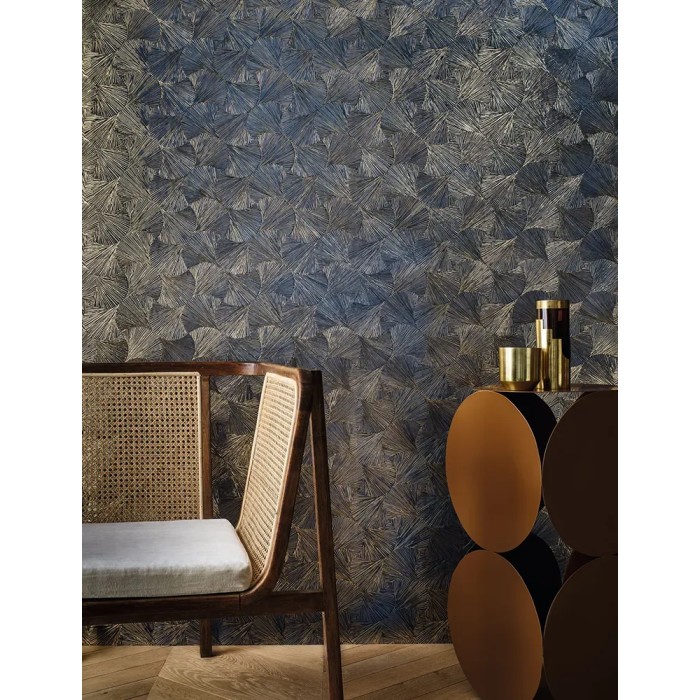 Casamance|Papier peint feuilles de Ginkgo vert et doré|Haut Gamme
