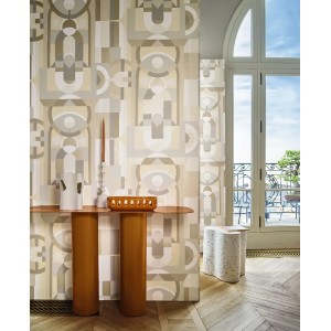 Casamance|Papier peint moderniste brun et doré géométrique|Papier Peint 2