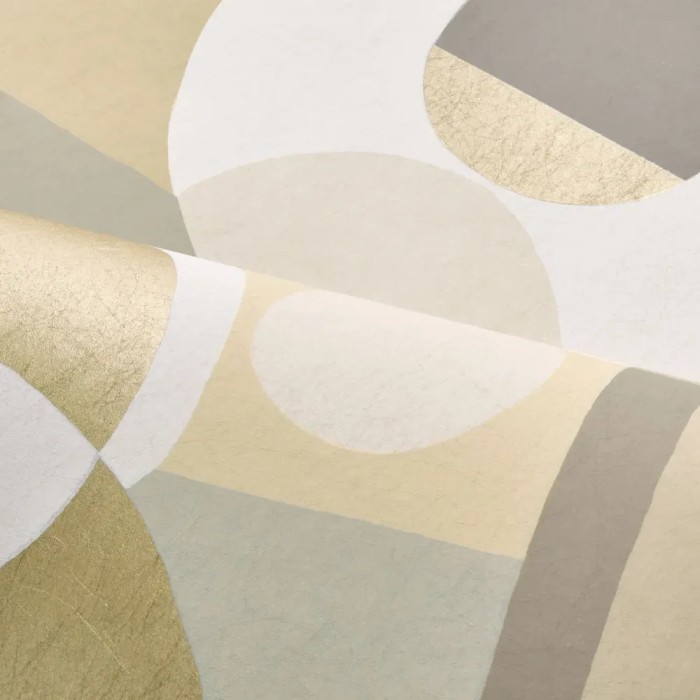 Casamance|Papier peint moderniste beige et doré géométrique|Géométrique