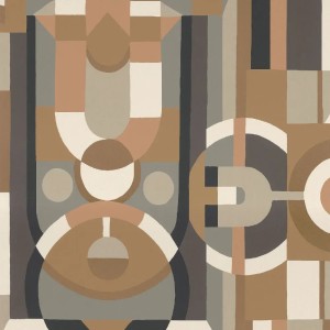 Casamance|Modernistische Tapete khakigrün geometrisches Muster|Hochwertige