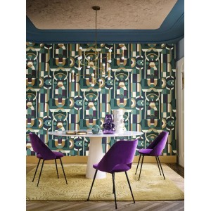 Grandeco|Geometrisches Holzeffekt-Tapete gelb-mustard|Retro 2