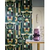 Casamance|Papier peint moderniste vert et violet motif géométrique|Rétro