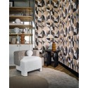 Casamance|Papier peint Art Déco gris et rose nude avec cercles géométriques|Haut Gamme