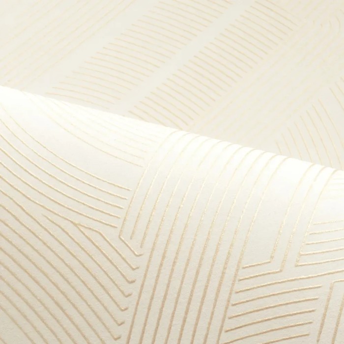 Casamance|Papier peint Art Déco blanc et doré graphique|Haut Gamme