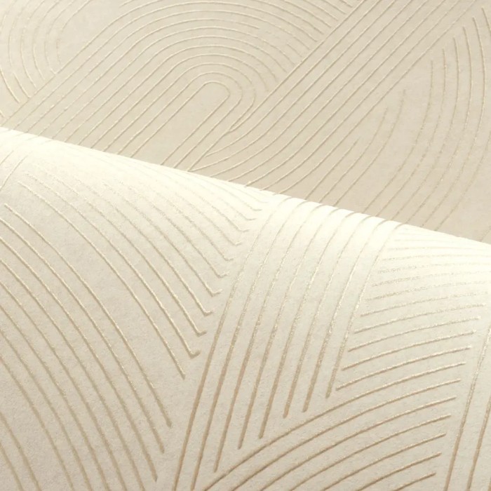 Casamance|Papel pintado Art Decó beige y dorado gráfico|Minimalista