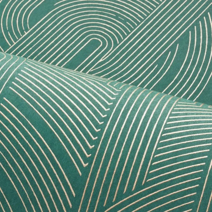 Casamance|Papier peint Art Déco vert et doré graphique|Haut Gamme