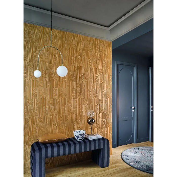 Casamance|Wallpaper Art Deco brown and gold graphic|High-End