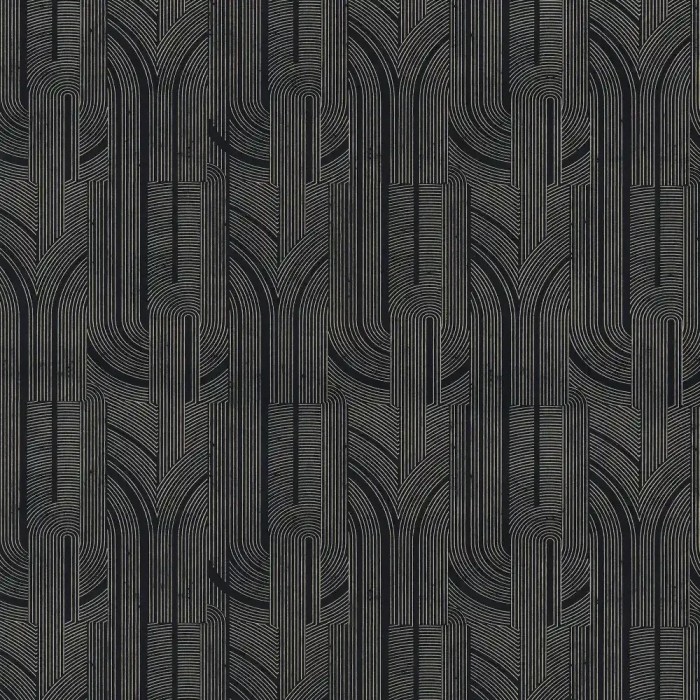 Casamance|Papel pintado Art Decó negro y dorado gráfico|Alta Gama