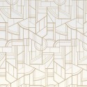 Casamance|Papel pintado geométrico blanco y dorado entrelazado|Art Deco