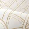 Casamance|Papel pintado geométrico blanco y dorado entrelazado|Art Deco